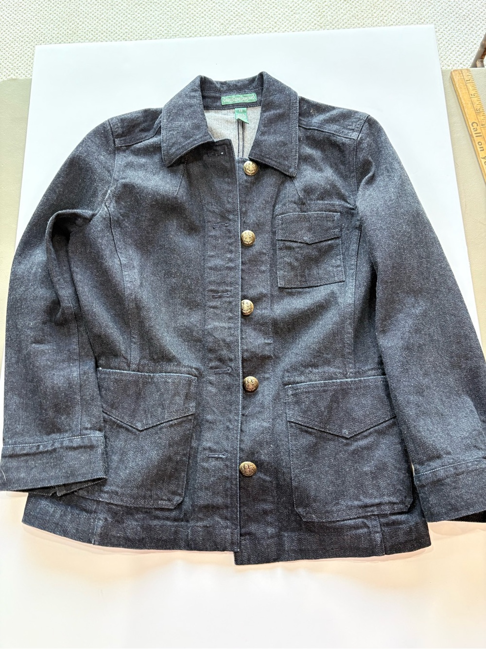 Lauren Ralph Lauren Dark Denim Jean Jacket with Brass Buttons